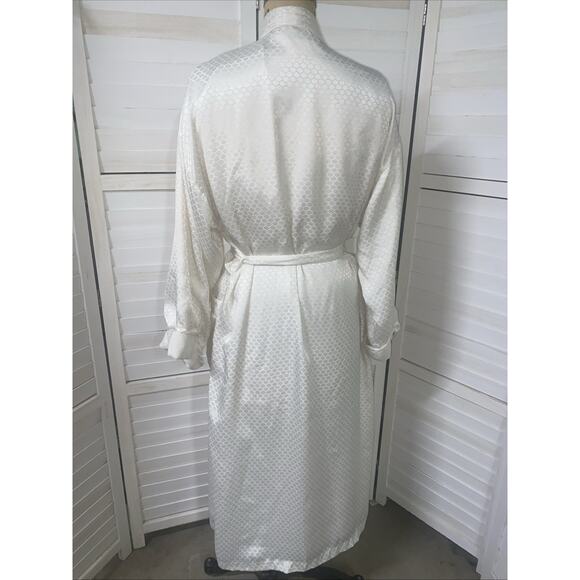 VTG 90s Gold Label Victoria's Secret Robe Terry Lined Satin Cream White Sz M/L - Picture 5 of 10